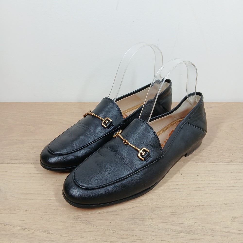 Sam Edelman Loafers Women 9 Black Leather Horsebit Slip On Classic Preppy